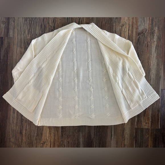 Collections Etc Cable Knit Long Sleeve Layering Cardigan Womens XL Cream 31” L - Picture 3 of 9
